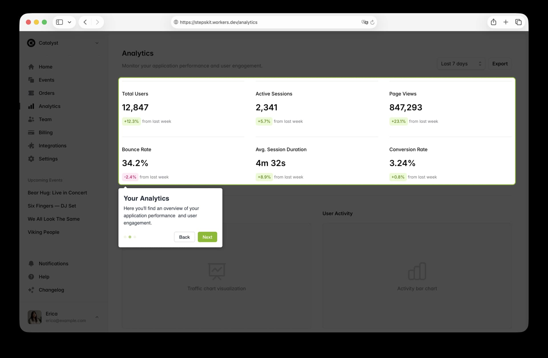Product Training — in-app tour example showing StepsKit in action